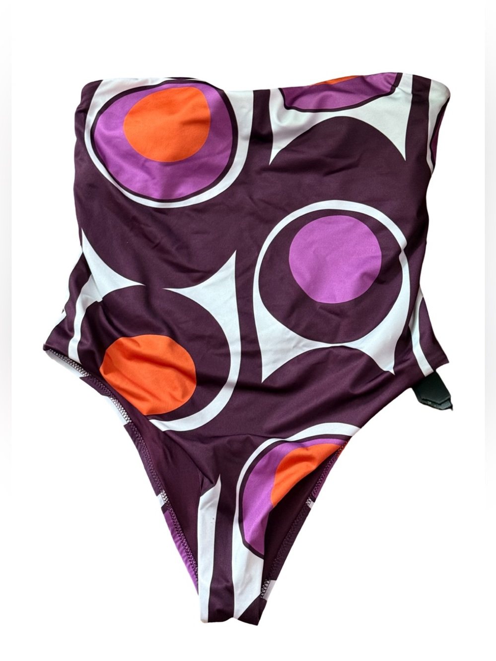 Zara Retro Geometric Print Strapless One Piece Swimsuit Large